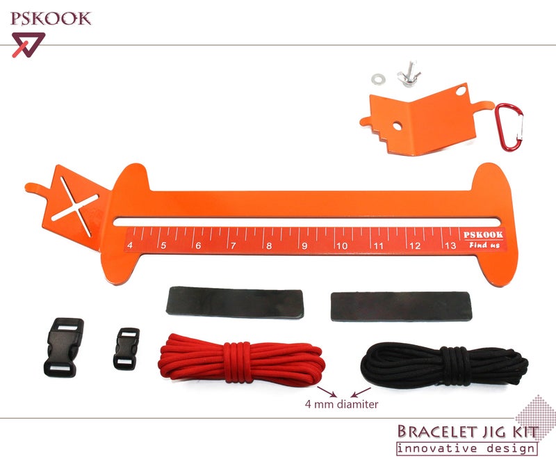 PSKOOK Paracord Bracelet Jig Kit Paracord Tool Kit Adjustable Length Weaving DIY Craft Maker (Orange) - Image 3